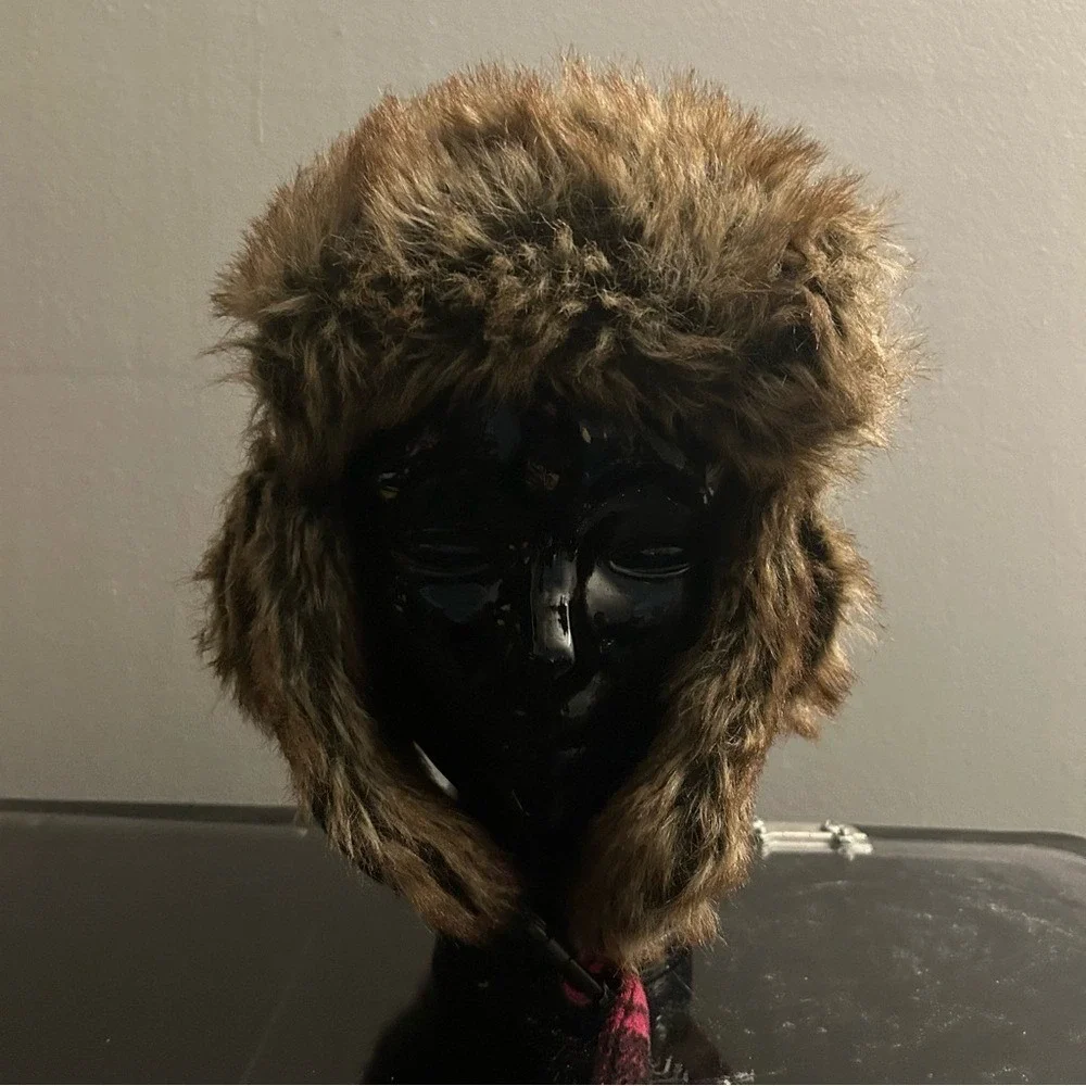 Black Canyon Outfitters Hat Womens OSFA Pink Plaid Mall Cyber Goth Emo Faux Fur